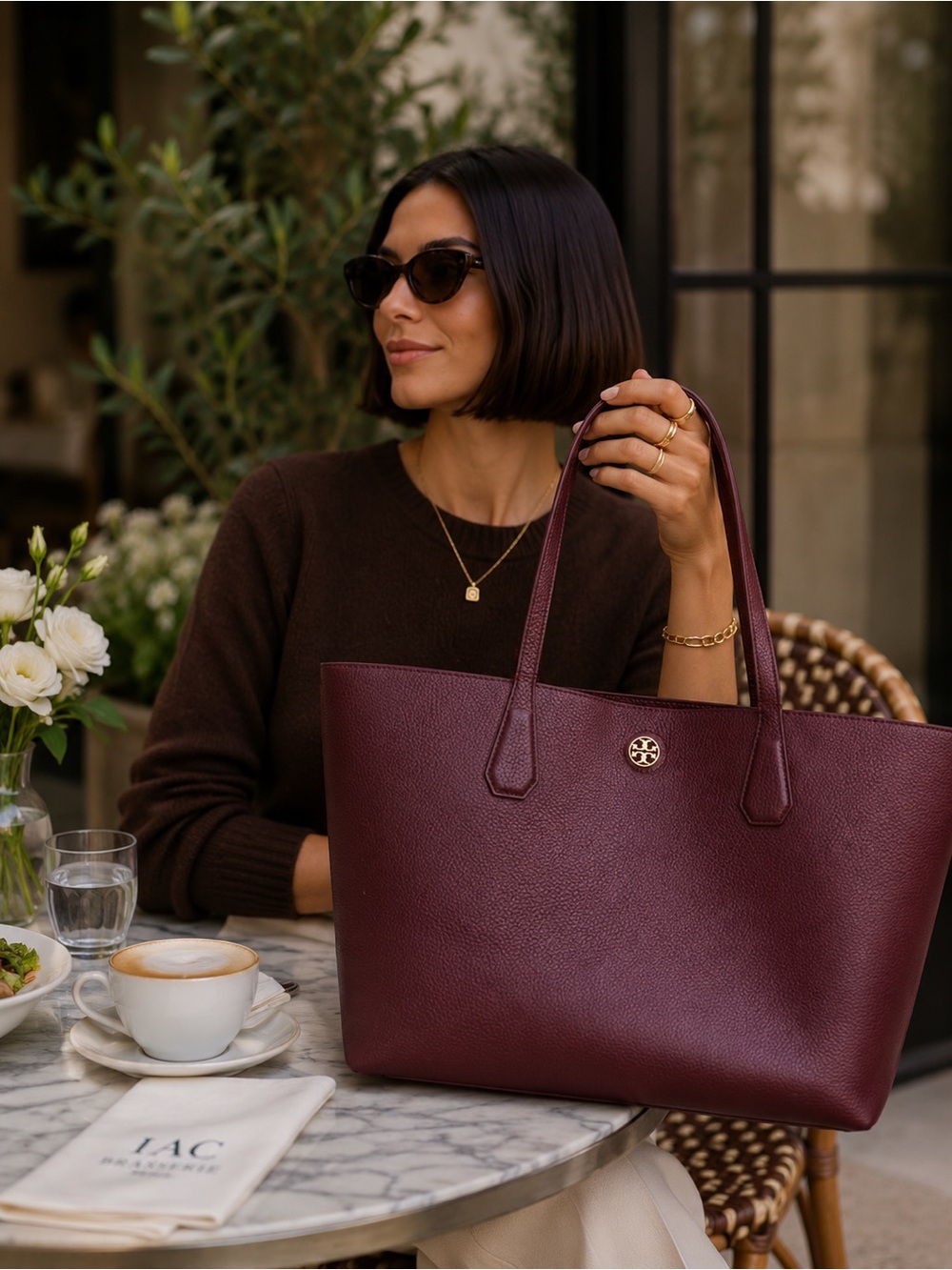 Tory Burch Cranberry Leather Perry Tote Bag Sophisticated and Functional
